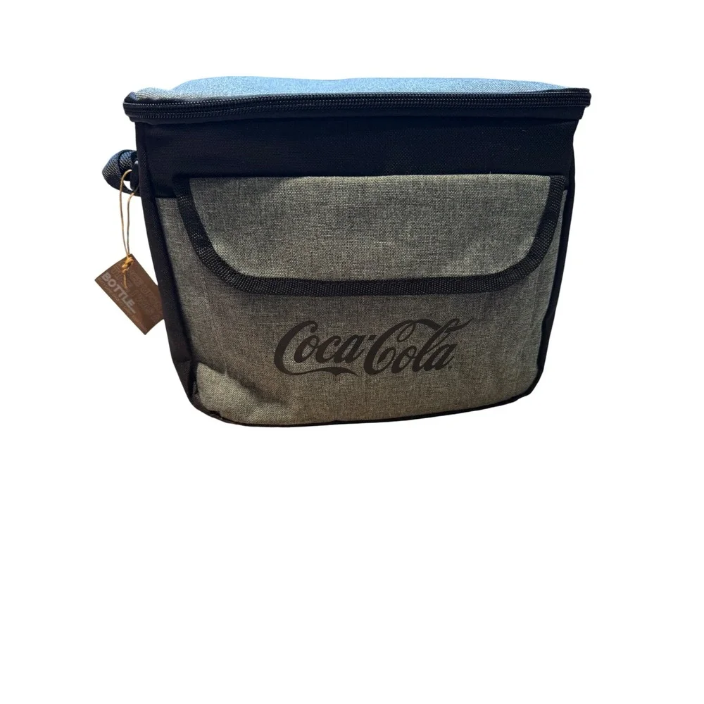 Coca-Cola Recycled Bottle Insulated Lunch Bag Cooler Heather Grey Black‎ NWT
